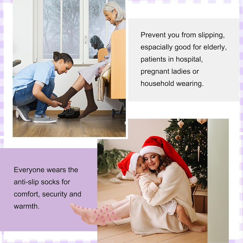 BLONGW Pilates Socks with Grips for Women, Non-Slip Yoga Athletic Socks for Barre Barefoot Workout Hospital - Image 3